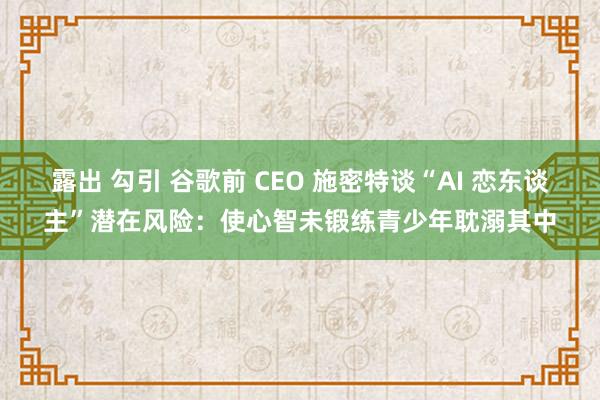 露出 勾引 谷歌前 CEO 施密特谈“AI 恋东谈主”潜在风险：使心智未锻练青少年耽溺其中