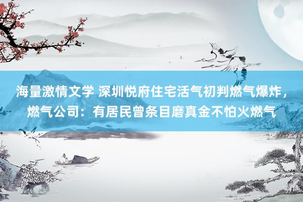 海量激情文学 深圳悦府住宅活气初判燃气爆炸，燃气公司：有居民曾条目磨真金不怕火燃气