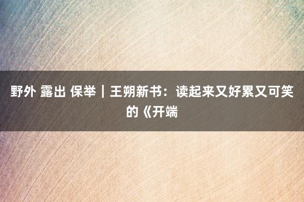 野外 露出 保举｜王朔新书：读起来又好累又可笑的《开端