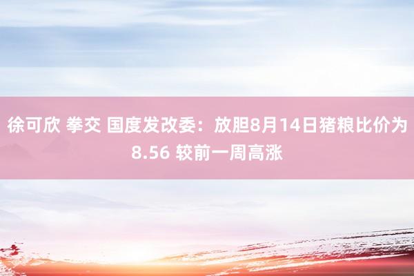徐可欣 拳交 国度发改委：放胆8月14日猪粮比价为8.56 较前一周高涨