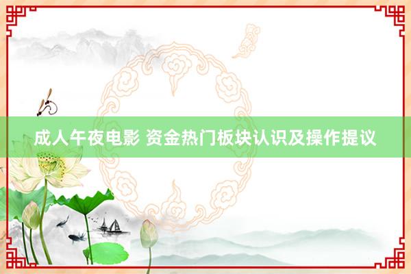 成人午夜电影 资金热门板块认识及操作提议