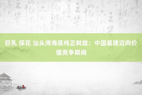 巨乳 探花 汕头湾海底纯正斡旋：中国基建迈向价值竞争期间